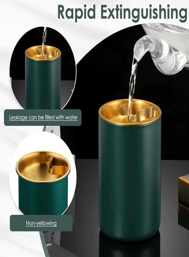 BGVM Car Ash Tray Stainless Steel, Green Windproof Ashtray with Funnel Lid, Compact Table Ashtray for Home & Office, 3.9 x 3.9 x 3.9 Inches - Image 3