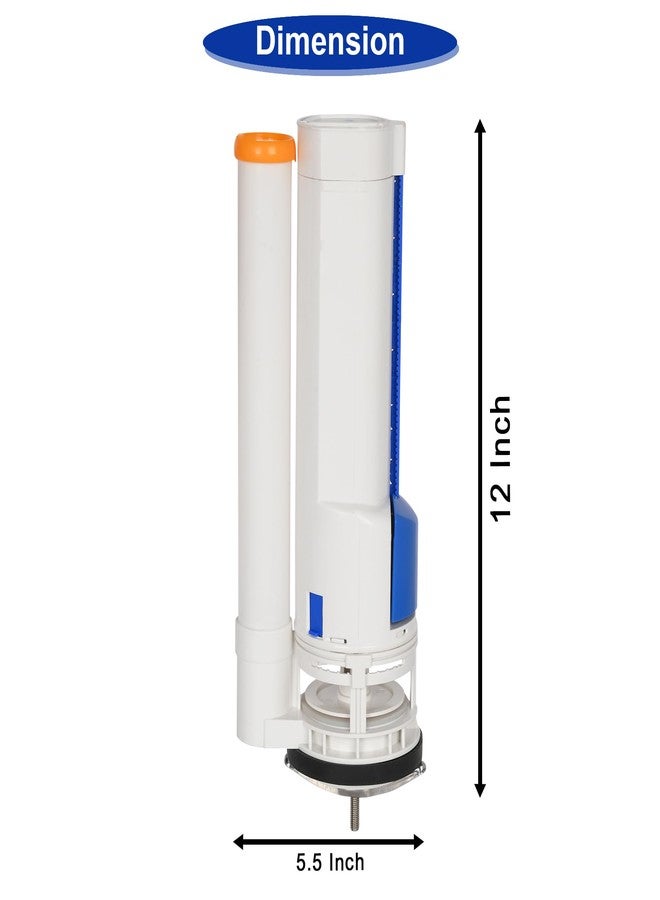 Prem's صمام تدفق مزدوج بلاستيكي من بريم مقاس 12 بوصة، وصلة خزان، وصلة سيفون للمرحاض، صمام تدفق مثبت على الأرض يعمل بغطاء المرحاض، صمام تدفق بالضغط، تدفق ضغط مخفي، 12 بوصة لقطعة واحدة - Image 4