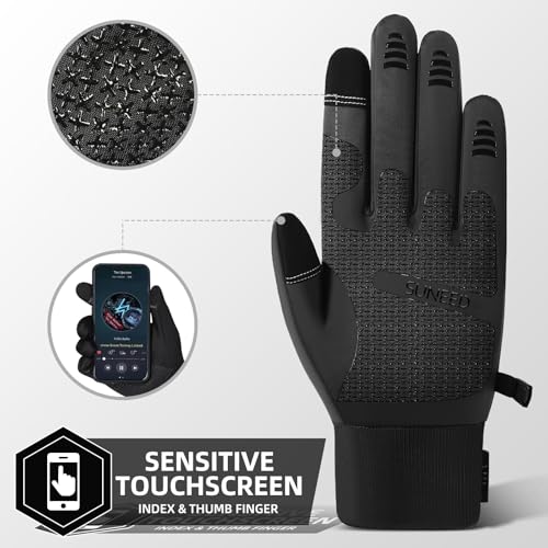 Suneed Winter Gloves for Men，Waterproof Thermal Gloves Cold Weather Running Gloves for Men Women, Touchscreen Men’s Winter Gloves for Running Cycling Hiking Driving (Black,XL) - Image 2