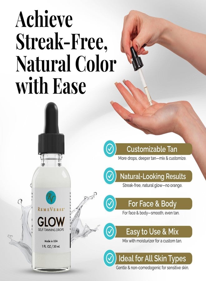RemeVerse Glow Self-Tanning Drops - Sunless Tanner for a Sun-Kissed Glow - Achieve Natural-Looking Even Skin Tone, Control Results with Moisturizer for Face & Body - Ideal for All Skin Types - 1 oz - Image 3