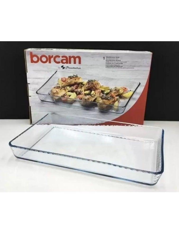 Borcam Borcam Rectangular Glass Baking Tray, 2850 Ml Capacity, 45 Mm Height, 370X240 Mm Diameter - Clear - Image 3