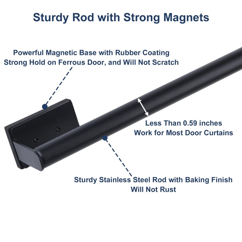 LEVOSHUA 16.6-42.9 Inches Adjustable Magnetic Curtain Rod for Metal Door, 2 Sizes in 1 Extend from 16.6-29.6 inches or 32-42.9 inches, Strong Magnet Holder for Cafe Sash Curtain, Black 1 Pack - Image 5