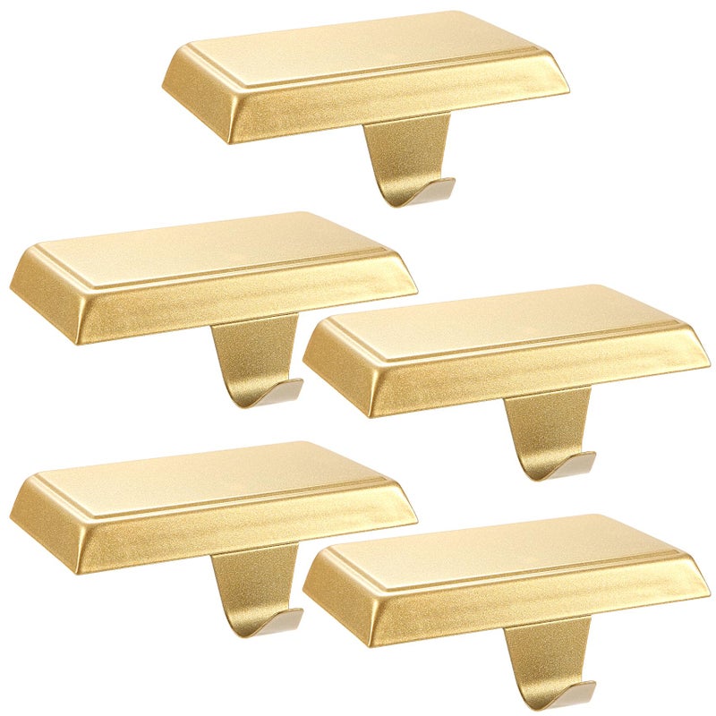 Sunshane Christmas Stocking Holders Mantel Stocking Hanger Hooks Fireplace Mantle Metal Hang Bases For Xmas Party Decorations (Gold  5) - Image 1