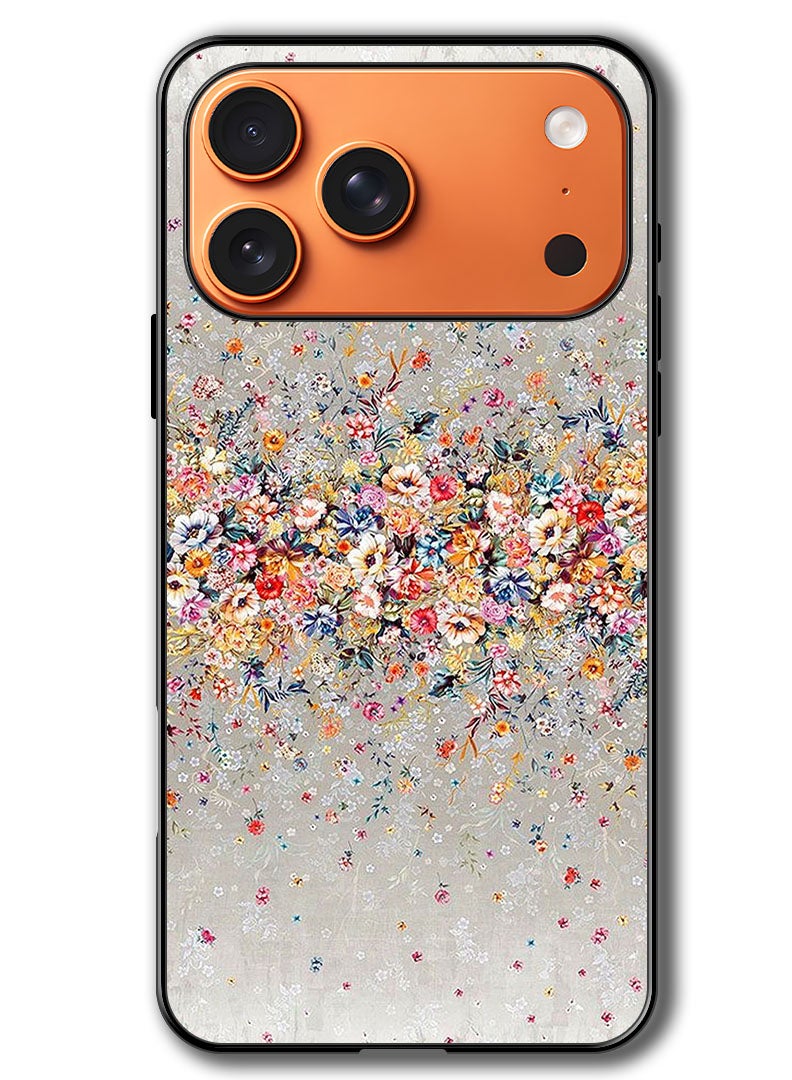 Theodor Case Compatible with Apple iPhone 17 Pro 6.3 Inch Protection Shockproof Bumper Cover Small Flowers Abstract Art - Image 1