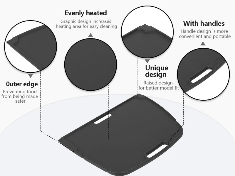 bbq777 Cast Iron Reversible Griddle for Napoleon Gas Grill All TravelQ 285 Series, for Napoleon Travelq 285 Accessories Pro285x, PRO285X-BK, PRO285, PRO285-BK, TQ285X, TQ285X-1, TQ285X-BL, Non-Stick - Image 4