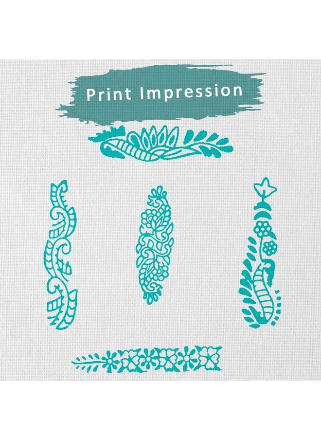 Hashcart Hashcart | Set of 5 | Wood Block Printing Stamps Decorative Floral Design Fabric Stamps for Saree Border Scrapbook DIY Craft Card Making, Clay, Pottery  - Image 3