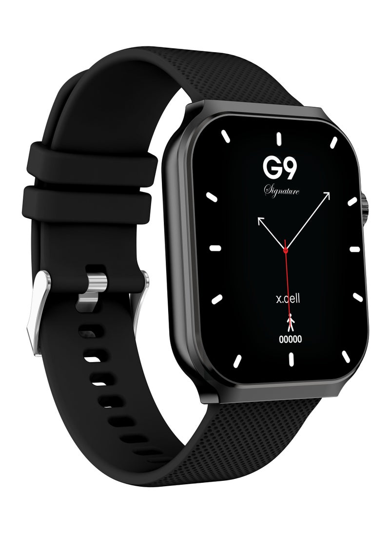Xcell - G9 Signature Unisex Smart Watch, 2.01” HD Display with IP67 Water Proof, Fitness Tracker with 107 Workout Options, 7+ Days Battery with Wireless Charging, Compatible with iOS & Android - Black - Image 1