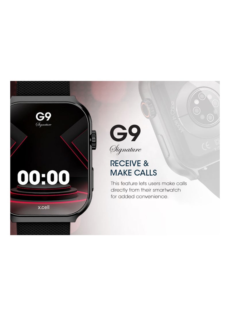 Xcell - G9 Signature Unisex Smart Watch, 2.01” HD Display with IP67 Water Proof, Fitness Tracker with 107 Workout Options, 7+ Days Battery with Wireless Charging, Compatible with iOS & Android - Black - Image 1