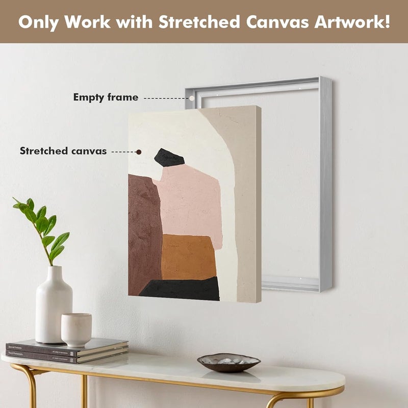 FOLKOR إطار عائم قماشي للوحات زيتية مقاس 18×24، إطار عائم معدني DIY بعمق 1.5 بوصة للطباعات الفنية القماشية المشدودة مناظر طبيعية وصور شخصية، عرض أفقي أو عمودي (فضي) - Image 5