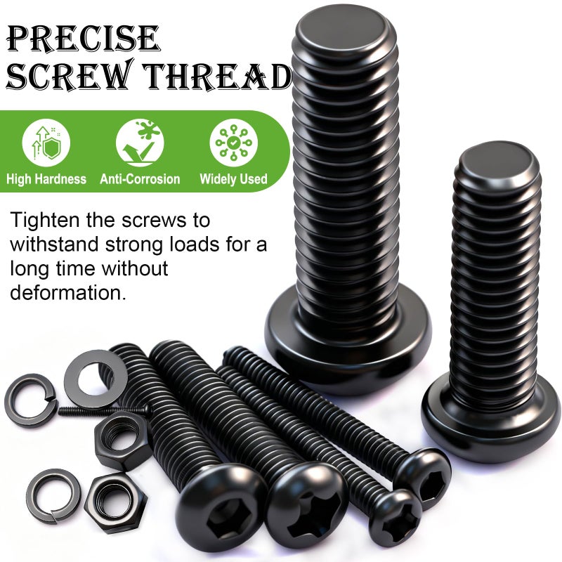 mxuteuk 2040PCS Metric Screws Nuts and Bolts Assortment Kit,M2 M3 M4 M5 M6 Machine Screws,Black Zinc Plated Hex Socket Button Head & Cross Slotted Round Head Screw for 3D Printing,DIY Projects - Image 5