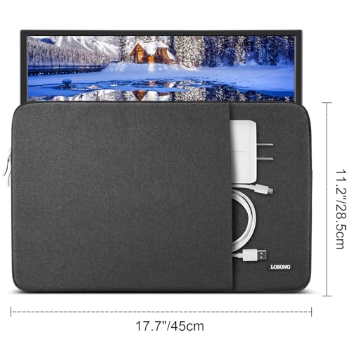 Losong 18.5 Inch Portable Monitor Case, Losong Protective Carrying Sleeve for Most 18-18.5" Portable Monitors,Water Resistant Laptop Display Bag with Accessory Pocket, Size-17.7"x11.2" Black - Image 2