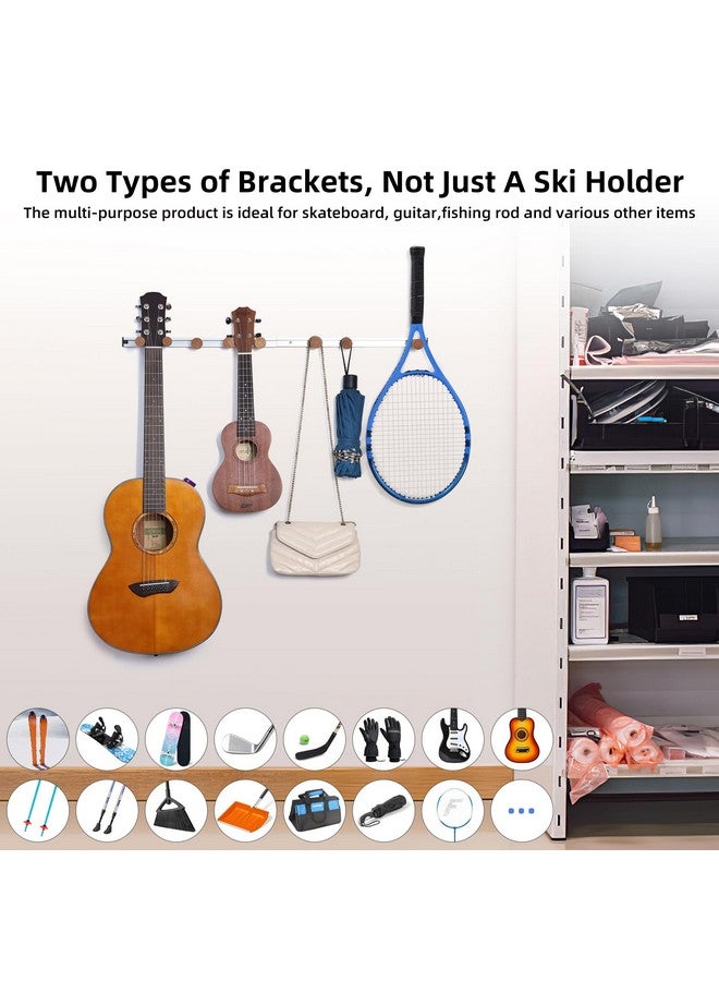 Fuloon Ski Rack,Snowboard Wall Mount Ski Snowboard Storage Rack Ski Holders DIY Adustable Tool Organizers,Fits Any Ski/Snowboard/Skateboard Display (31.5inch) - Image 2
