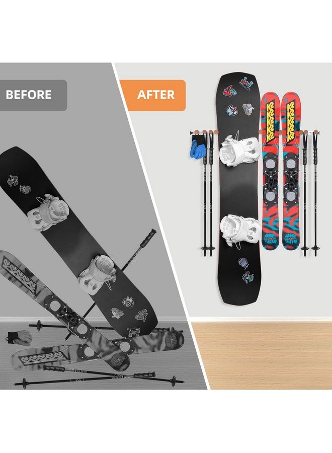 Fuloon Ski Rack,Snowboard Wall Mount Ski Snowboard Storage Rack Ski Holders DIY Adustable Tool Organizers,Fits Any Ski/Snowboard/Skateboard Display (31.5inch) - Image 3
