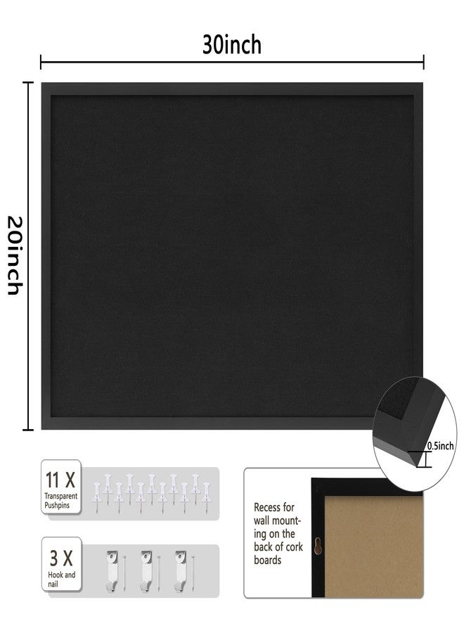DAHAPYBOO Cork Board with Linen Black,Bulletin Board 30"x20",Corkboards for Office Home School Message Board or Vision Board Decoration. - Image 2