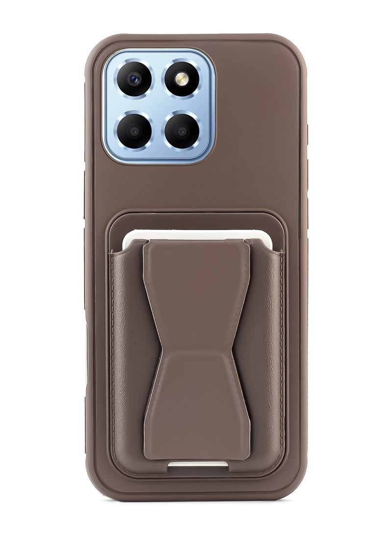 Leather back cover with card wallet Foldable Shockpoof Case compatible with honor X8B (Desert Titanium)  - Image 1