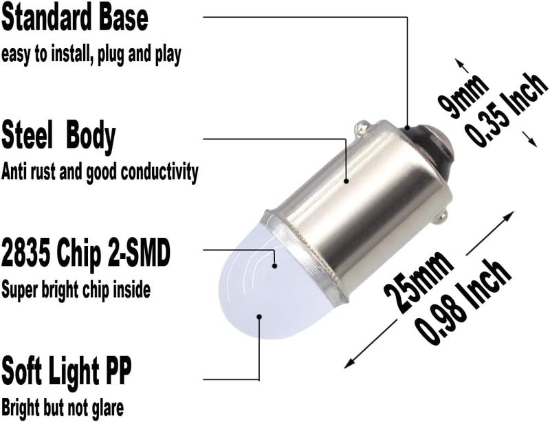 Yoper BA9S 53 57 1895 64111 LED Light Bulb for Car 12V White - Image 3