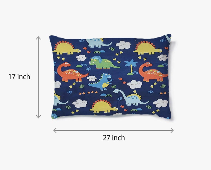 Filymore Dinosaur Cartoon Printed Pillow Covers for Kids Room | Made with Pure Microfiber Soft & Skin Friendly Pillow Cases | Size (17 x 27 inch, Multi) Set of 2 Covers. (Blue) - Image 3