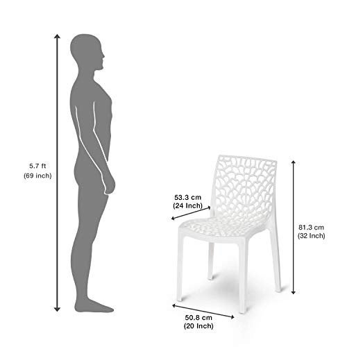 RW REST WELL Web Armless Designer Plastic Outdoor Chair | ISO Certified Company (2, White) - Image 3
