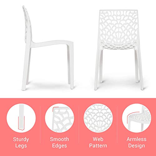RW REST WELL Web Armless Designer Plastic Outdoor Chair | ISO Certified Company (2, White) - Image 2