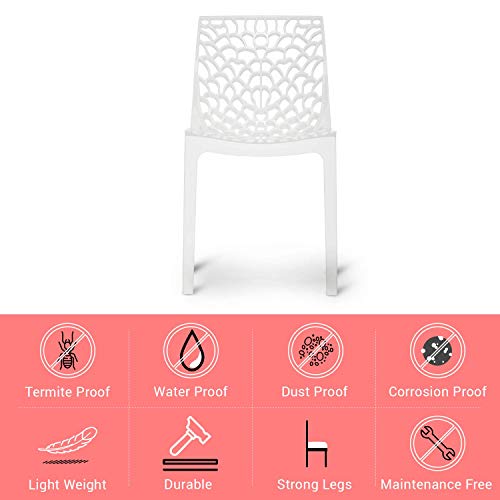 RW REST WELL Web Armless Designer Plastic Outdoor Chair | ISO Certified Company (2, White) - Image 4