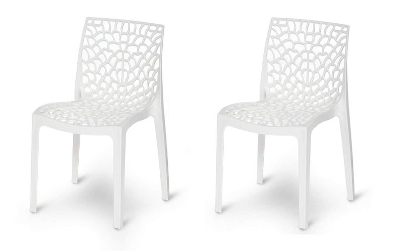 RW REST WELL Web Armless Designer Plastic Outdoor Chair | ISO Certified Company (2, White) - Image 1