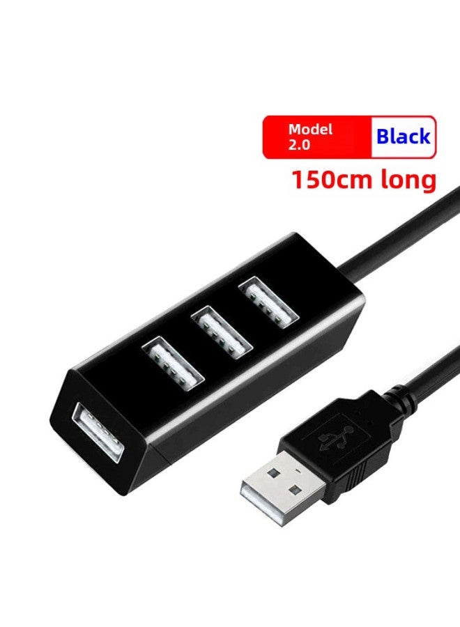 Source HUB USB Extender Splitter Drive-free High-speed 3.0 One Drag Four Light Bar USB HUB-Number Of Interfaces:usb2.0 Black Small Four 1.5m (bag)  - Image 1