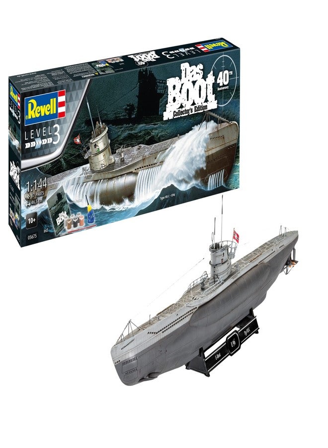 Revell Gift Set 05675 "Das Boot Movie 40 Years Collector's Edition 1:144 Scale Unbuilt Plastic Model Kit with Contacta Professional Glue, Paintbrush, Selected Aqua Color Paints & Repro Movie Poster - Image 1