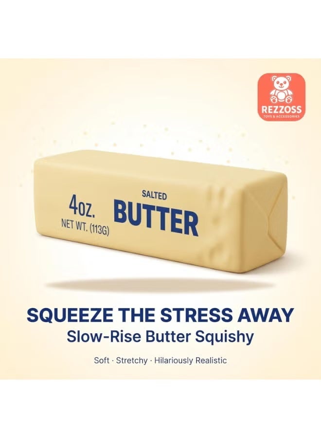 Realistic Stick of Butter Squishy Toy – 4oz (113g) Slow-Rise Salted Butter Stress Reliever | Soft TPR Squeeze Sensory Fidget Toy for Kids & Adults | Funny Prank Gag Gift & Decompression Office Desk Accessory | Perfect Birthday & Eid Gift - Image 2