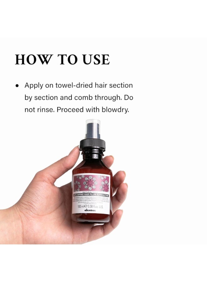 Davines Davines Naturaltech REPLUMPING Hair Filler Superactive, Leave-In Treatment To Invigorate, Add Shine And Fullness, Anti-Humidity Styling Protection, 3.38 Fl Oz - Image 2