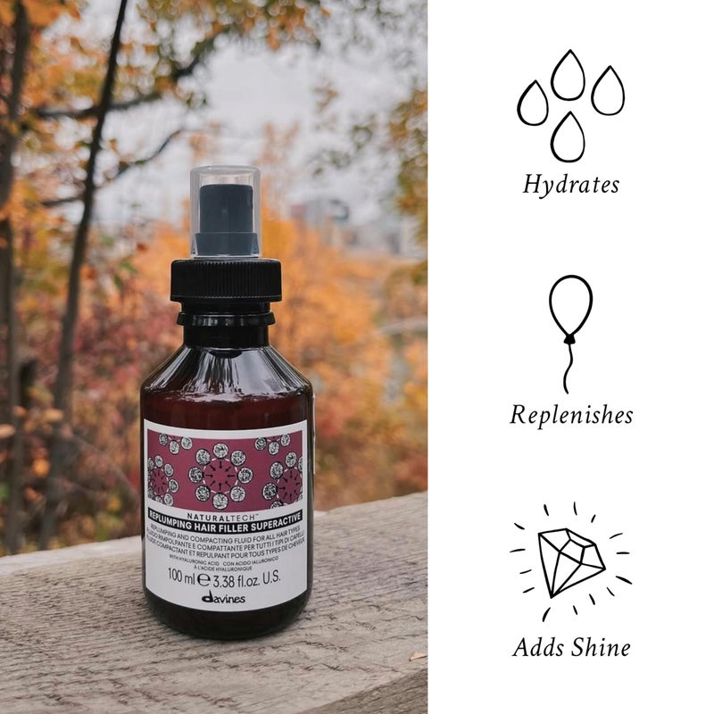 Davines Naturaltech REPLUMPING Hair Filler Superactive, Leave-In Treatment To Invigorate, Add Shine And Fullness, Anti-Humidity Styling Protection, 3.38 Fl Oz - Image 3