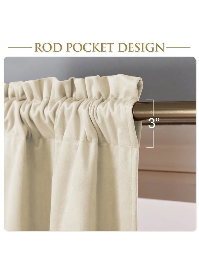 StangH Beige Velvet Valance for Nursery Kids Bedroom Rod Pocket Scalloped Valance Curtain Tier Short Curtains for Kitchen/Bay Window/Bathroom/Hallway, W52 x L18, 1 Panel - Image 4