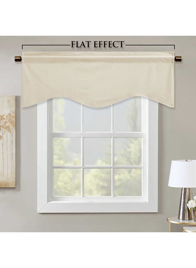 StangH Beige Velvet Valance for Nursery Kids Bedroom Rod Pocket Scalloped Valance Curtain Tier Short Curtains for Kitchen/Bay Window/Bathroom/Hallway, W52 x L18, 1 Panel - Image 2