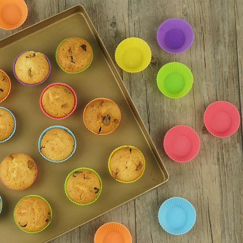 Alyashmac 24-Piece Round Shaped Silicone Cupcake Baking Molds Set Multicolour 5cm - Image 3