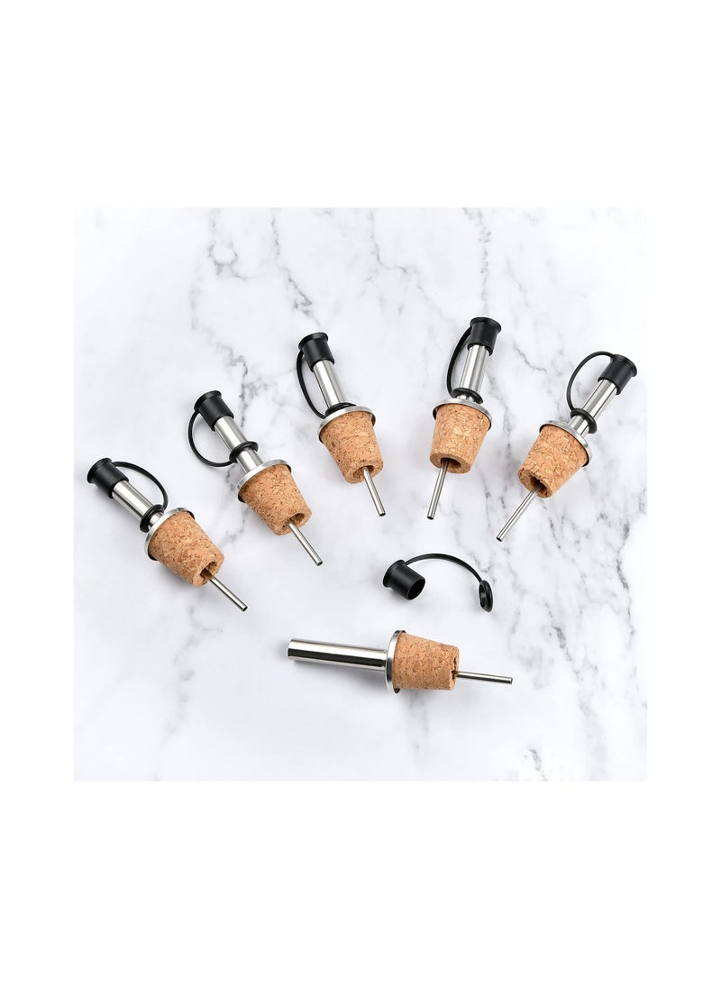 Excefore 16 Pack Cork Bottle Spouts, Stainless Steel Oil Bottle Stoppers, Bottle Dividers with Dust Caps, Oil Pour Spouts Rubber Bottle Corks for Olive Oil and Vinegar Bottles  - Image 4