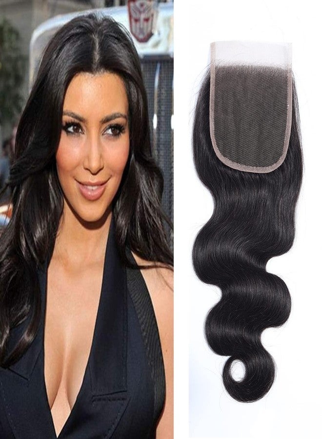 سيلينا، وصلة دانتيل 4x4، شعر بشري برازيلي بكر، مموج، وصلة دانتيل مع فرق حر، شعر صغير، أسود طبيعي، 10 بوصات - Image 1