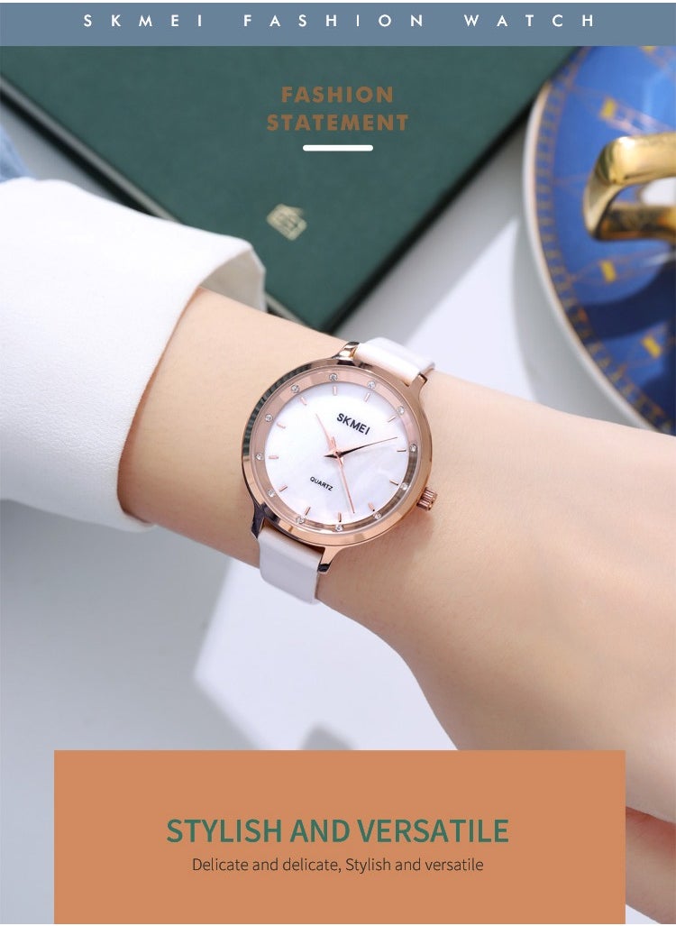 SKMEI - Watches for Women Quartz Analog Water Resistant Leather Watch White 2170 - Image 1