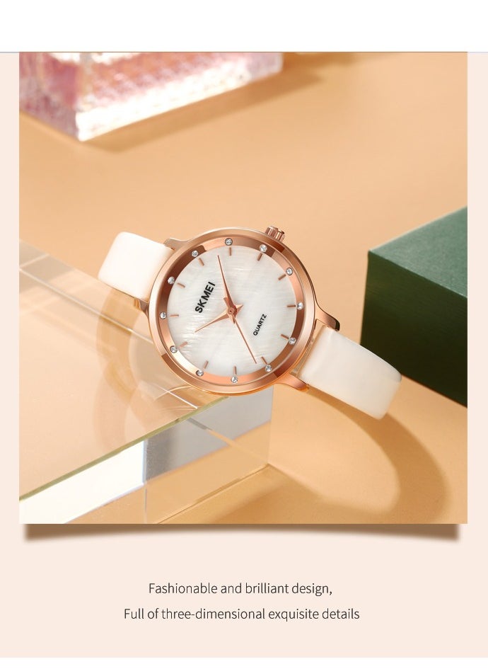 SKMEI - Watches for Women Quartz Analog Water Resistant Leather Watch White 2170 - Image 1