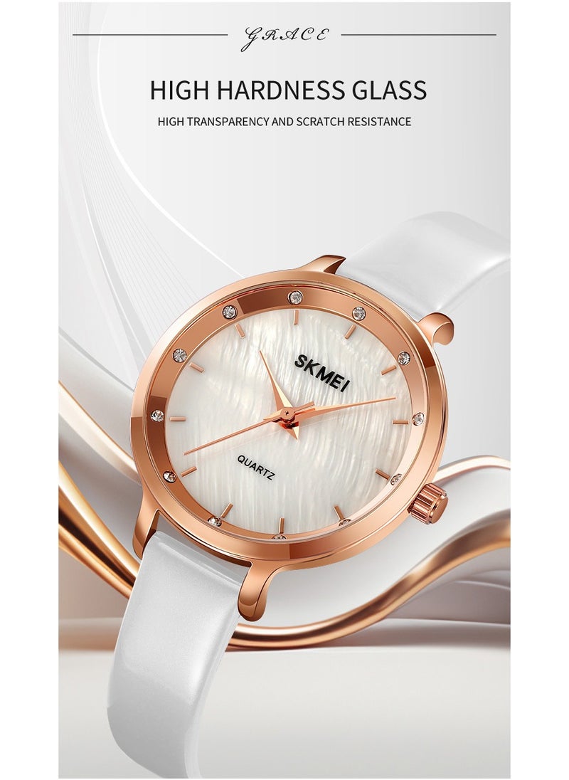 SKMEI - Watches for Women Quartz Analog Water Resistant Leather Watch White 2170 - Image 1