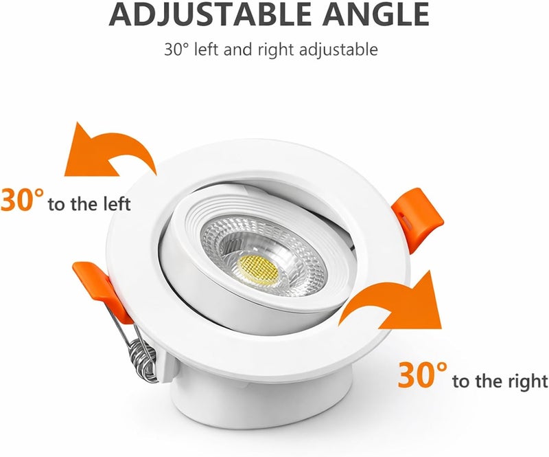 Melfi 6W Adjustable Round LED Spot Light - 240VAC Recessed Ceiling Spotlight for Indoor Home & Office Lighting (White) - Image 2