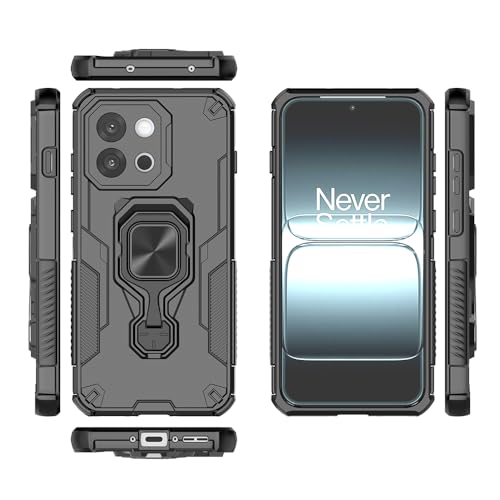 Casotec Armor Case for OnePlus 13s 5G / 13T 5G Defender Case | Rotating Ring Holder & Kickstand in-Built | Military Grade Armor | 360 Degree Protection Back Cover for OnePlus 13s 5G / 13T 5G (Black) - Image 3