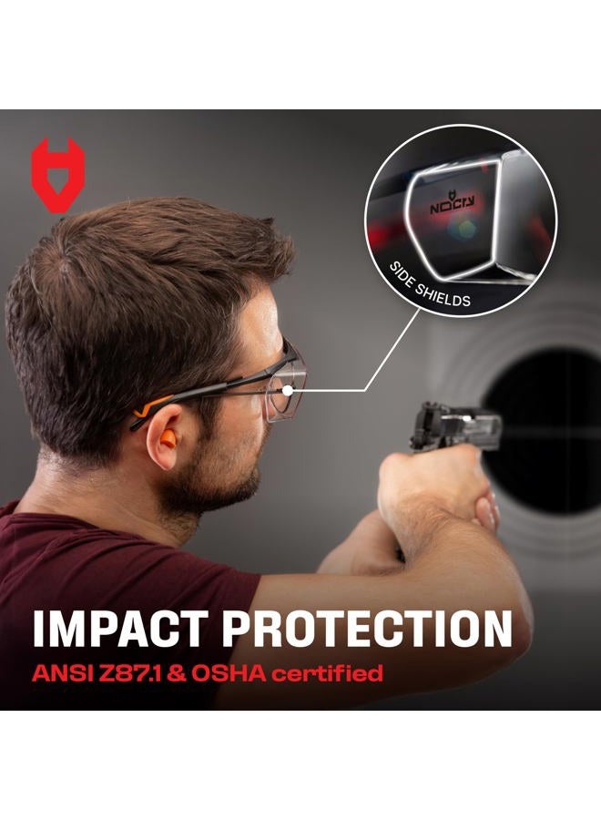 NoCry Over-Glasses Safety Glasses - with Clear Anti-Scratch Wraparound Lenses, Adjustable Arms, Side Shields, UV400 Protection, ANSI Z87 & OSHA Certified, Black and Orange Frames - Image 5