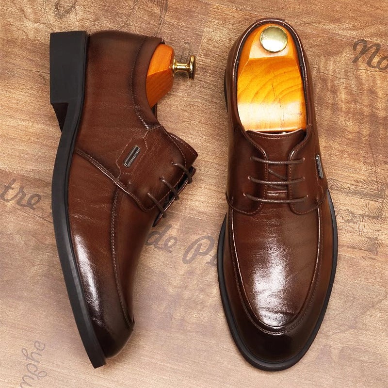 Height-Increasing Leather Shoes For Men, New Models, Extra Large Size, Derby British Style, Groom Wedding Pointed Toe Formal Business Women'S Shoes - Image 4