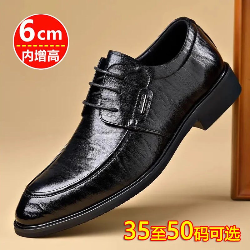 Height-Increasing Leather Shoes For Men, New Models, Extra Large Size, Derby British Style, Groom Wedding Pointed Toe Formal Business Women'S Shoes - Image 2