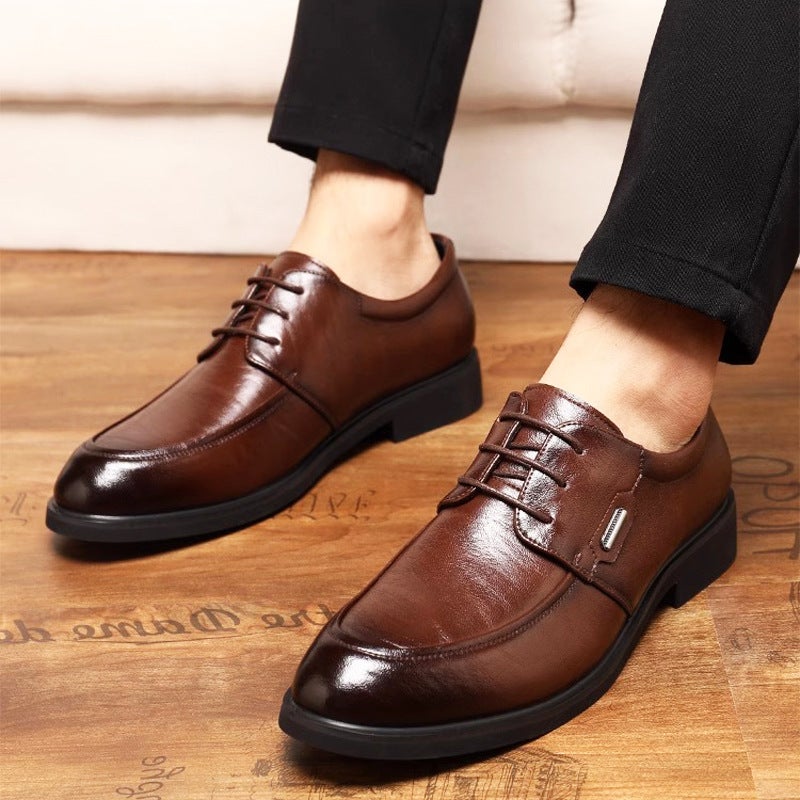 Height-Increasing Leather Shoes For Men, New Models, Extra Large Size, Derby British Style, Groom Wedding Pointed Toe Formal Business Women'S Shoes - Image 5