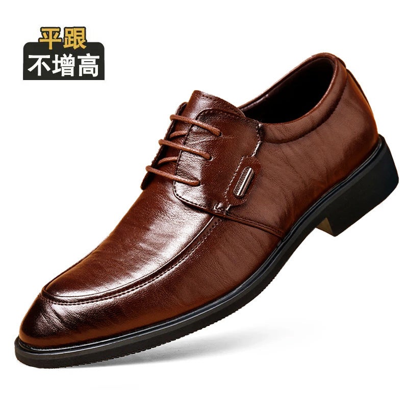 Height-Increasing Leather Shoes For Men, New Models, Extra Large Size, Derby British Style, Groom Wedding Pointed Toe Formal Business Women'S Shoes - Image 1