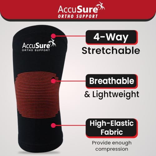 AccuSure Premium Knee Support for Men & Women –Compression Brace with 1-Year Warranty for Pain Relief, Arthritis, Injury Recovery, Sports, Running & Joint Stability -Medium - Image 2