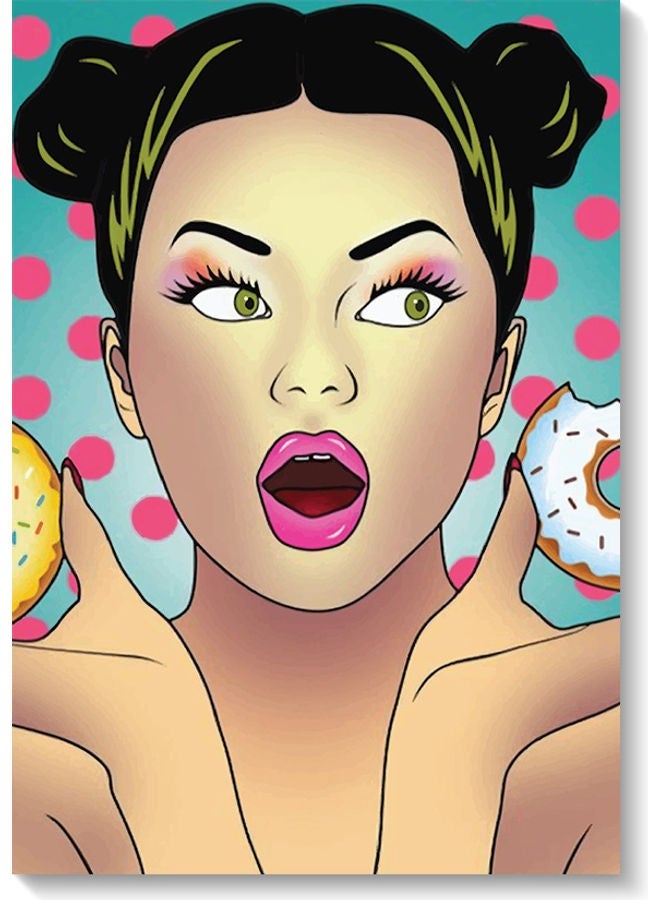 RYN Donuts Lover Themed Wall Painting Beige/Blue/Black 40x60cm - Image 2