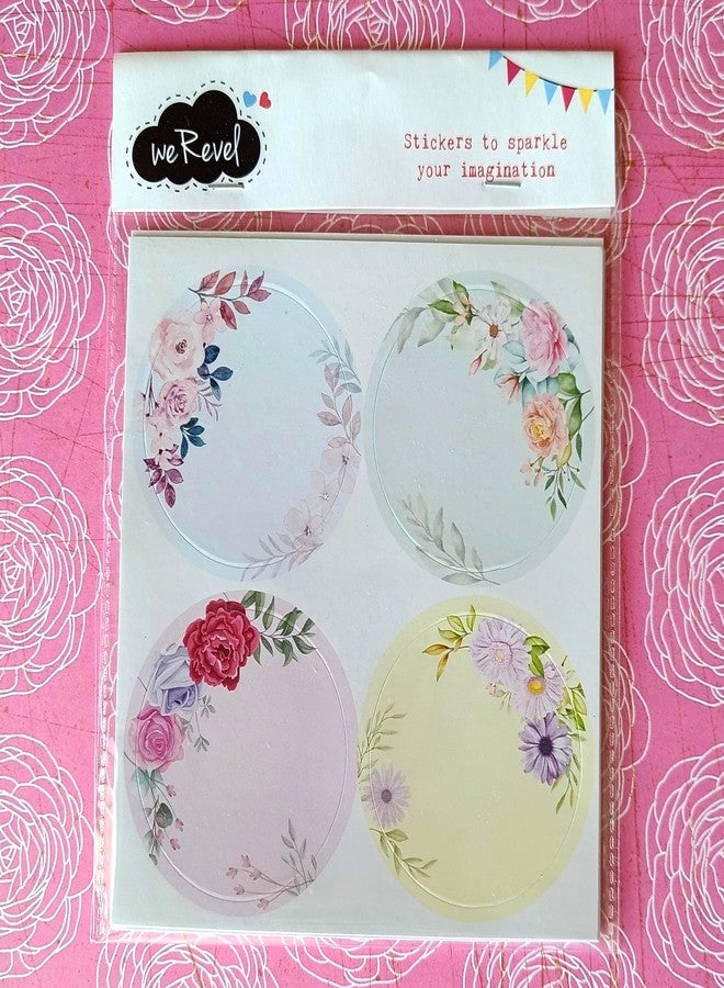 weRevel Paper Elegant Floral Theme Note Self-Adhesive Stickers, 40 Pieces, 2 Inches, Round, 4 Unique Designs - Image 2