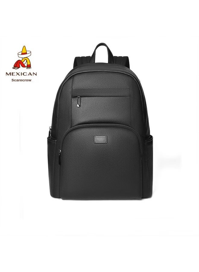 Scarecrow Men's Backpack, Genuine Top-grain Leather, Shoulder Bag, School Bag, Laptop Bag, Travel Business Trip, High-end Aesthetic, Tourism - Image 5