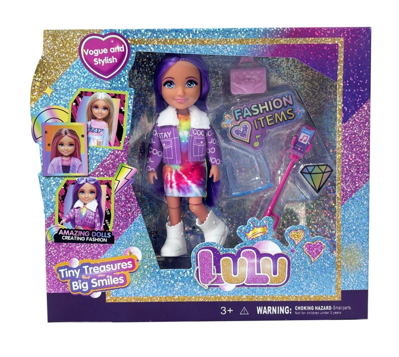 LuLu 5" Lulu Doll Vogue & Stylish – Fashion Doll Series with Purple Hair, Selfie Stick & Handbag | Girls Toys 3+ - Image 1